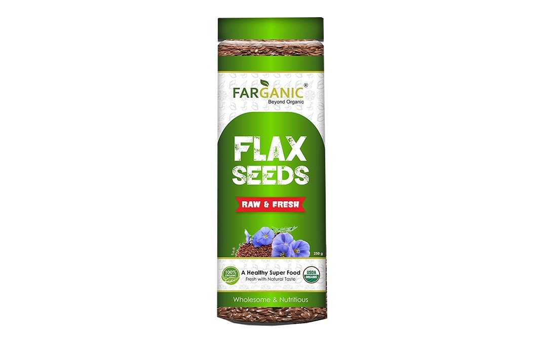 Farganic Flax Seeds Raw & Fresh    Plastic Jar  250 grams